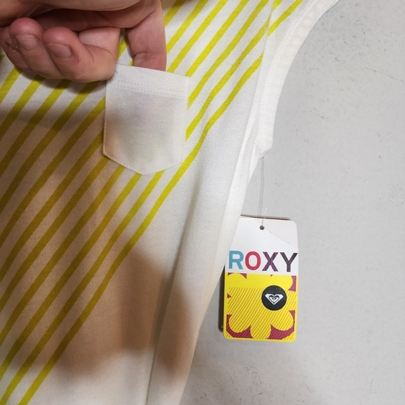 NWT Roxy Girls floral stripe lemon lime dress - Picture 9 of 16